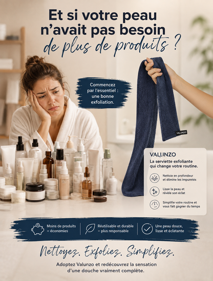 La Serviette Exfoliante Valunzo – Peau douce & douche complète