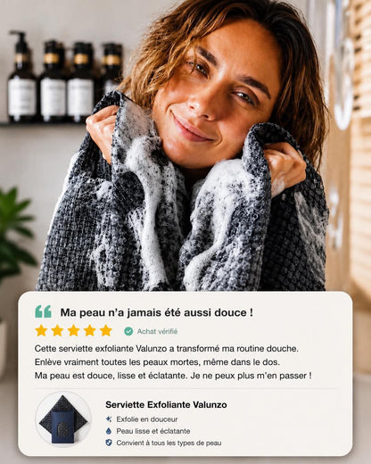La Serviette Exfoliante Valunzo – Peau douce & douche complète